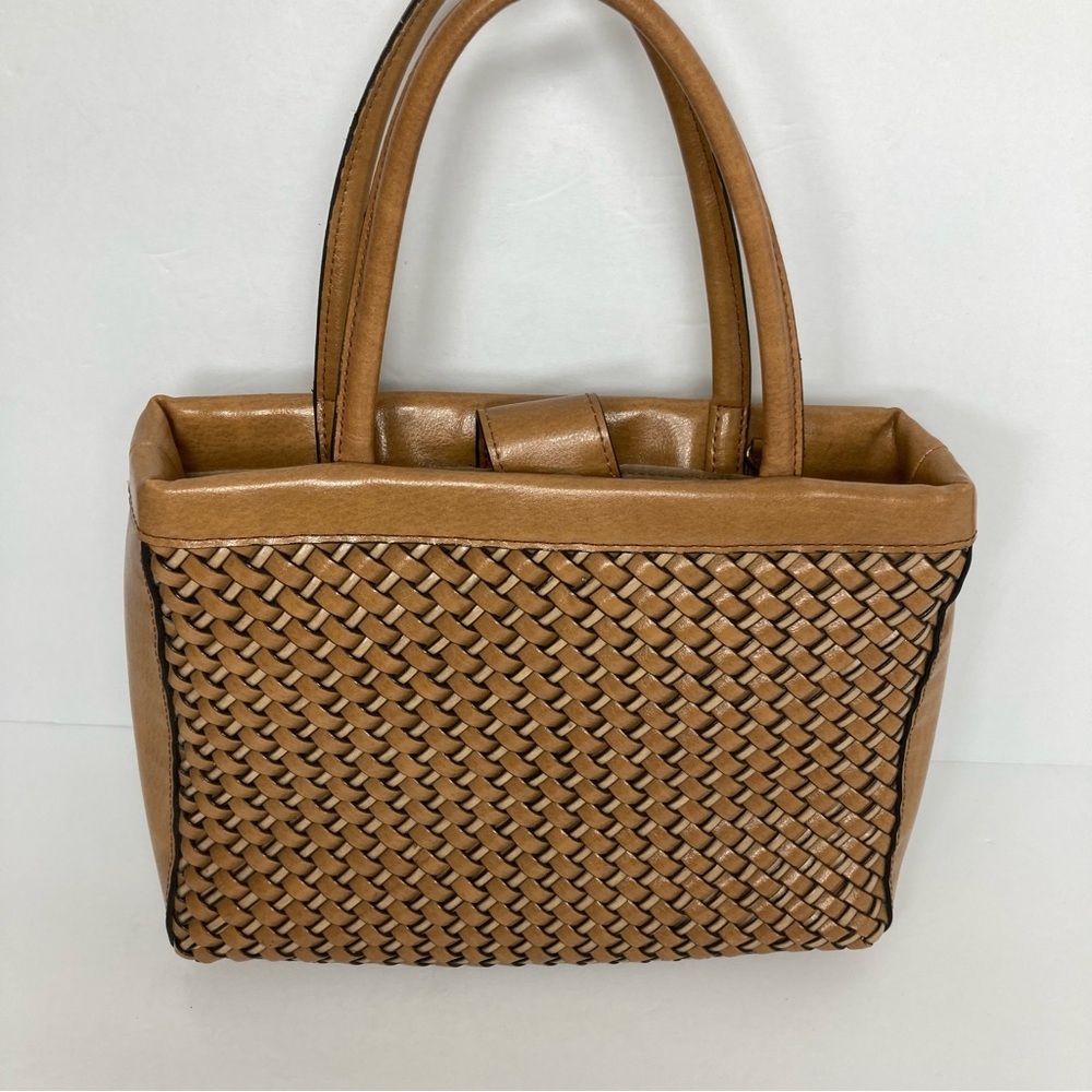 Vintage Relic By Fossil Shoulder Bag Tan Woven Leather 11x8" - Picture 5 of 16